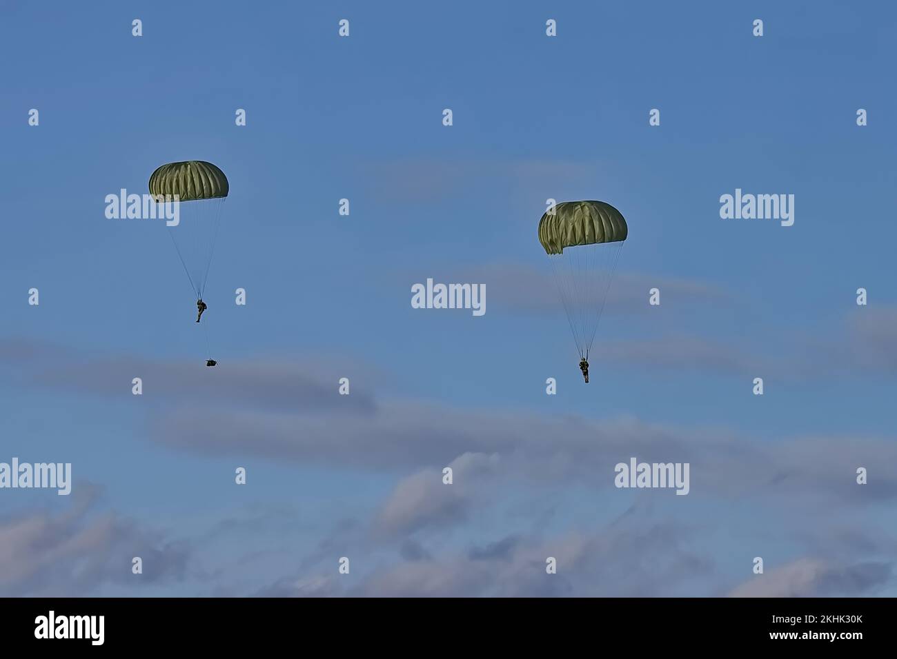 nato parachutist blue sky bundeswehr german military Stock Photo