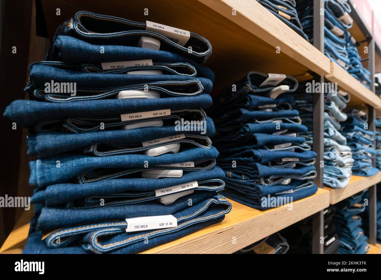 Close up clothing stack in wardrobe hi-res stock photography and images ...