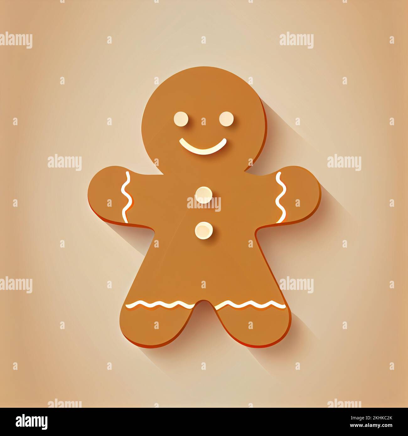 Flat Christmas Gingerbread Man cartoon wallpaper. Modern flat design in winter Website layout design. Minimalist winter wallpapers Stock Photo