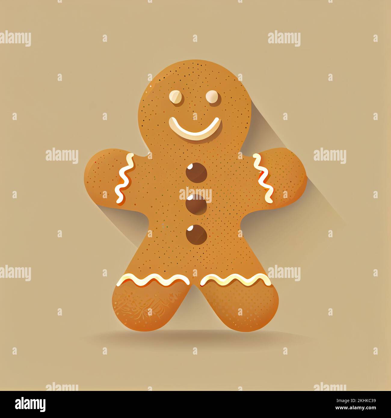 Flat Christmas Gingerbread Man cartoon wallpaper. Modern flat design in winter Website layout design. Minimalist winter wallpapers Stock Photo