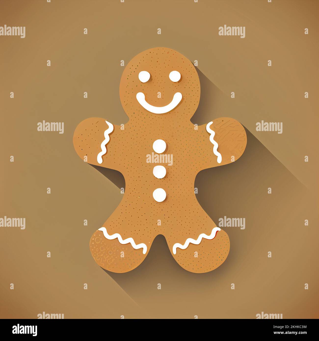 Flat Christmas Gingerbread Man cartoon wallpaper. Modern flat design in winter Website layout design. Minimalist winter wallpapers Stock Photo