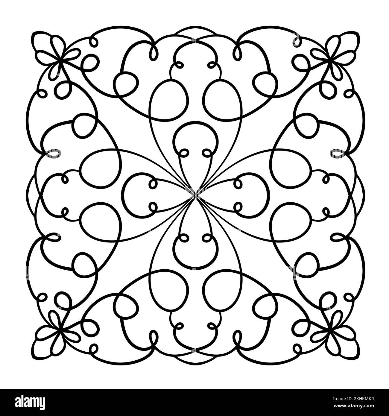 Mandala ornament. Coloring book page. T-shirt, greeting card, stickers, tattoos, decorations for interior design. Vectorillustration on white backgrou Stock Vector