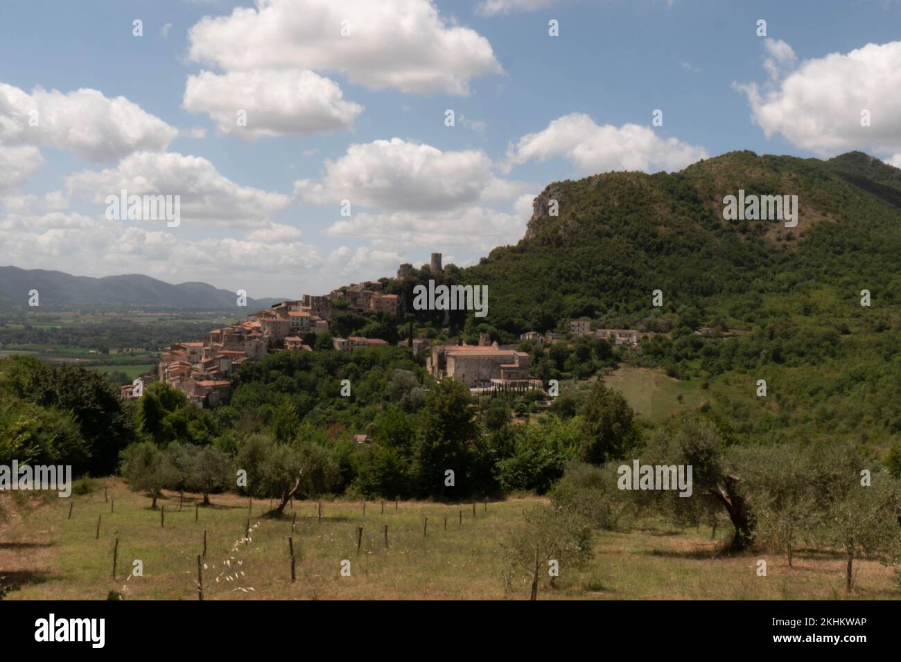 Panoramic view of Pietravairano, a medieval village in the province of Caserta, Italy. Stock Photo