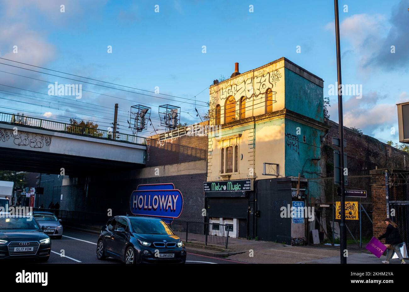 Buildings and railway line opposite Holloway Road tube station