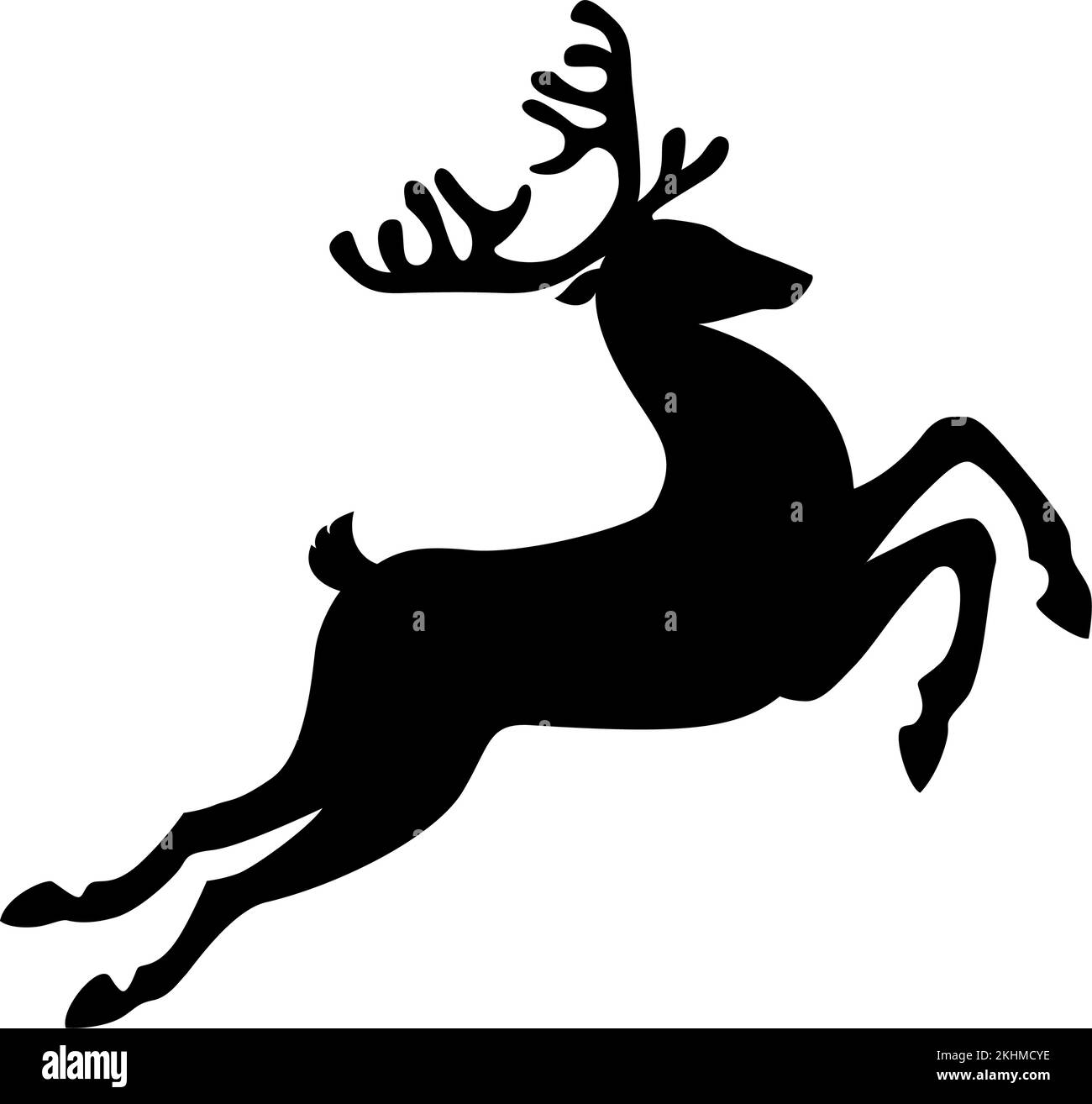 Running reindeer for Santa sleigh. Deer silhouette vector template Stock Vector