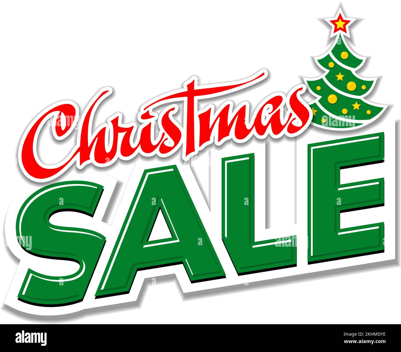 Christmas sale with New Year tree. Vector template on a transparent background Stock Vector