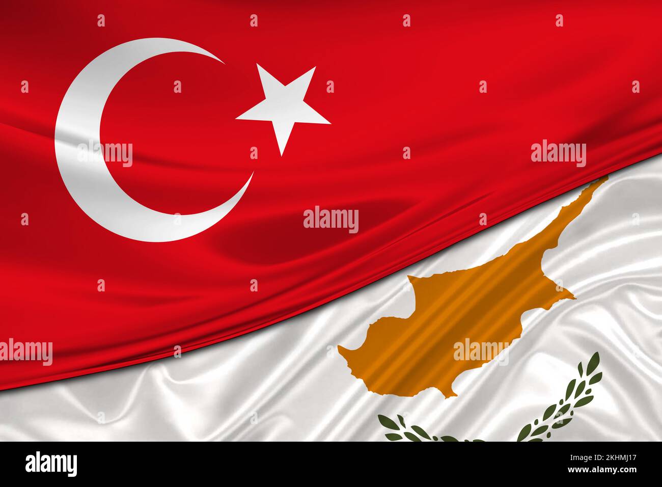Flags of Cyprus and Turkey. International relationships Stock Photo Alamy