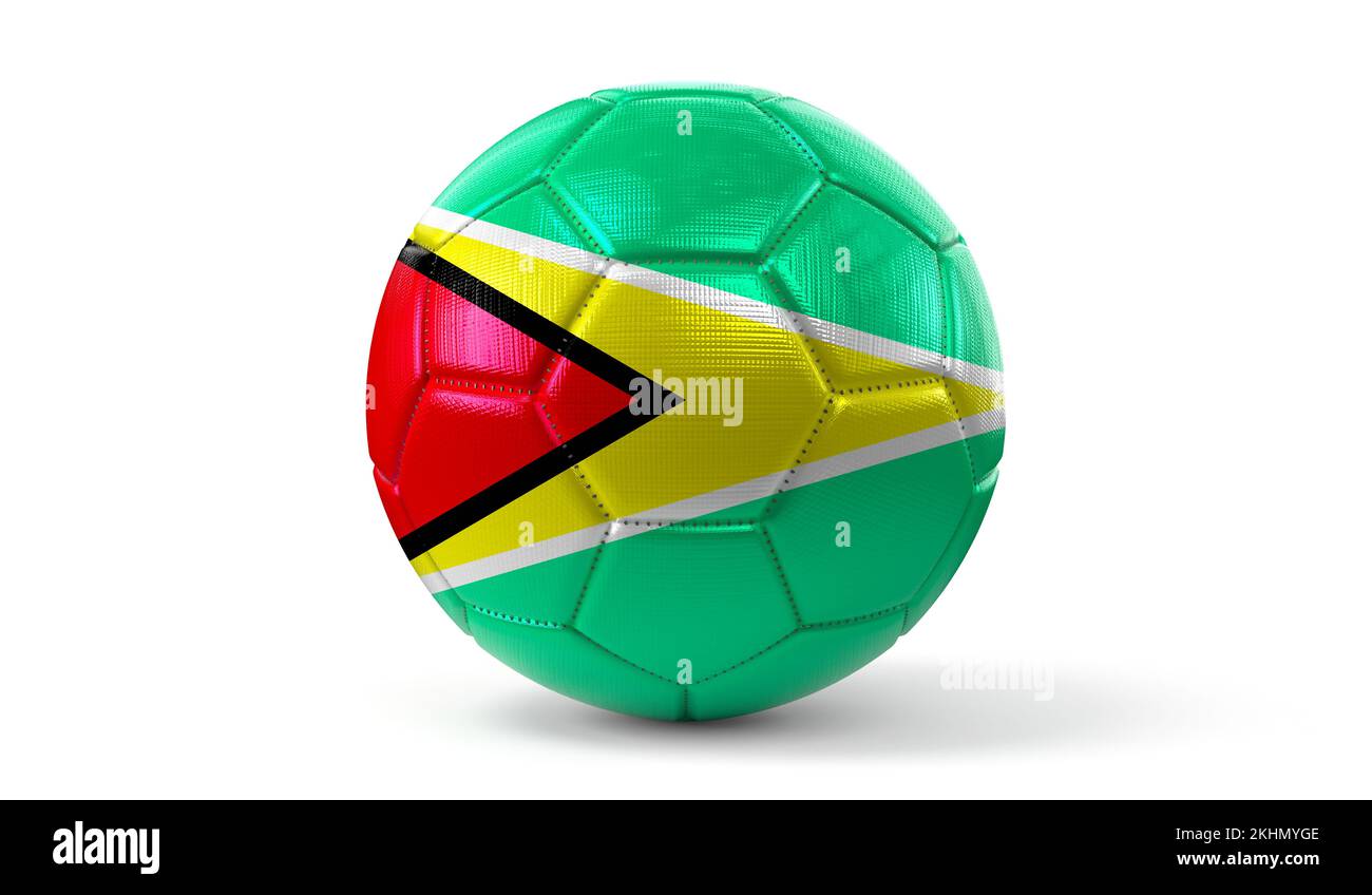 Guyana national flag on soccer ball 3D illustration Stock Photo Alamy