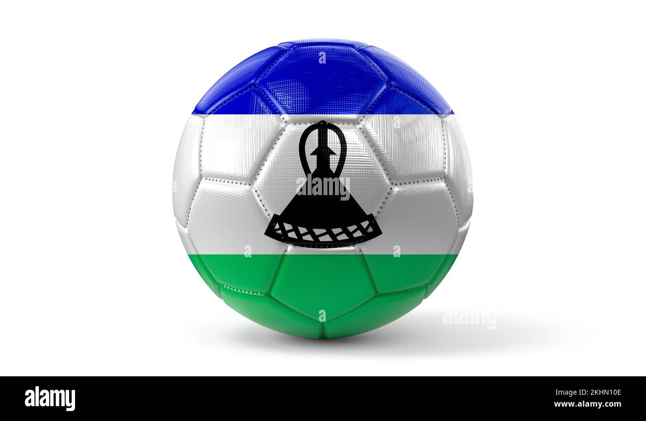 Lesotho - national flag on soccer ball - 3D illustration Stock Photo