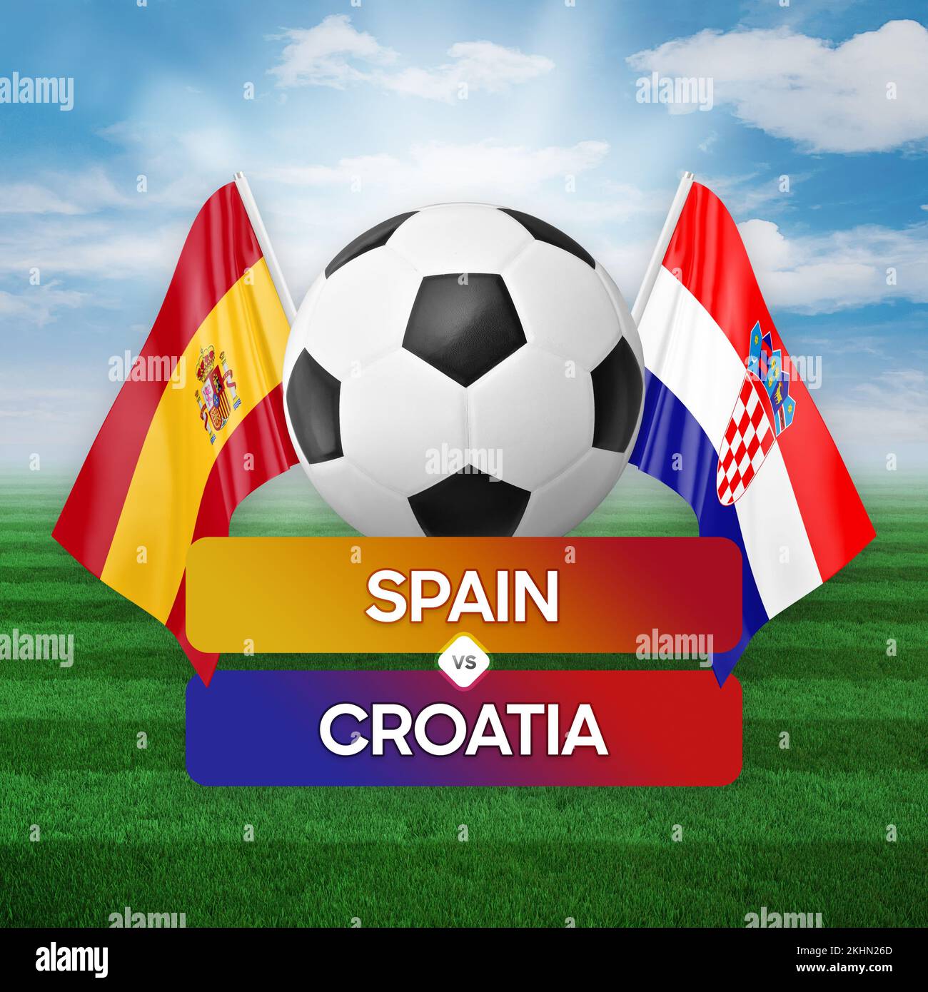 Spain vs Croatia national teams soccer football match competition
