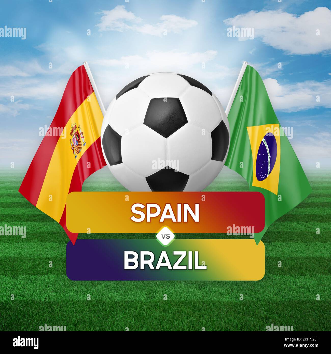 Spain vs Brazil national teams soccer football match competition