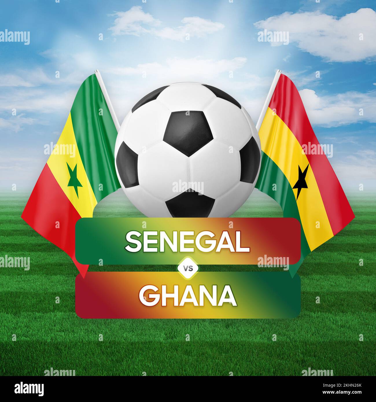 Senegal vs Ghana national teams soccer football match competition concept. Stock Photo