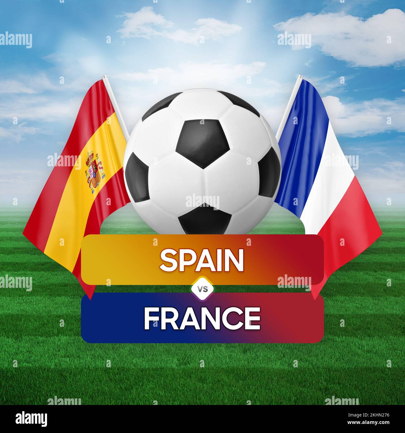 Spain vs France national teams soccer football match competition