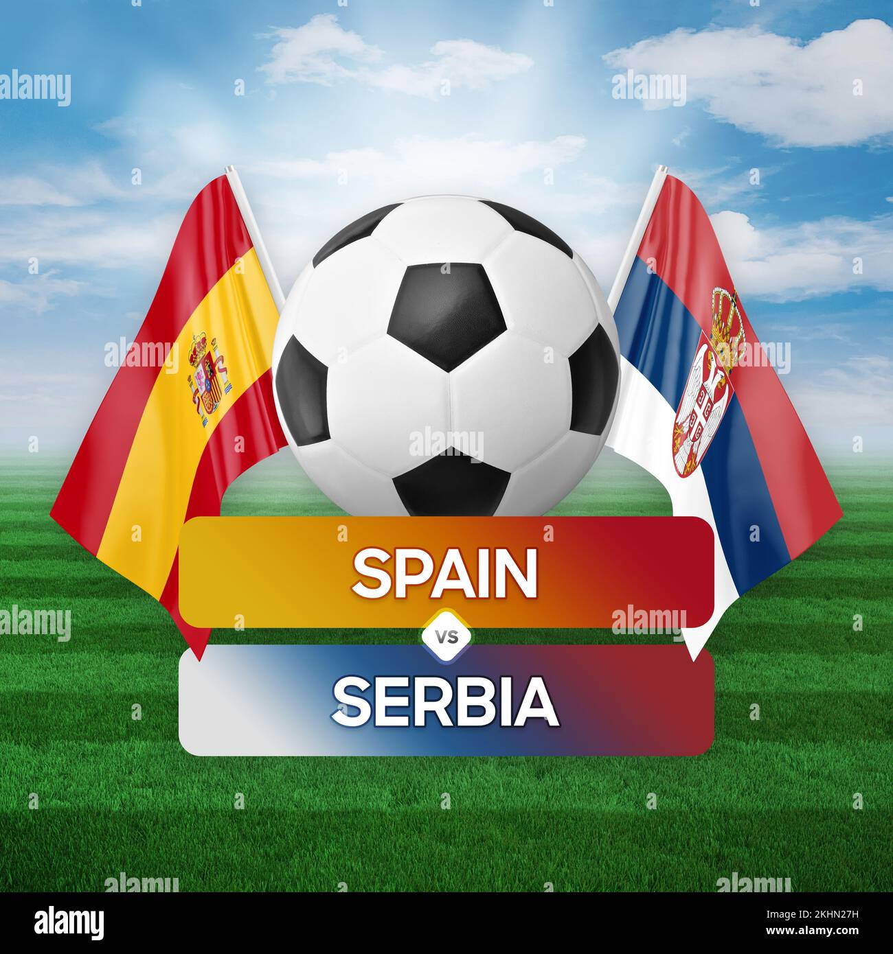 Spain vs Serbia national teams soccer football match competition
