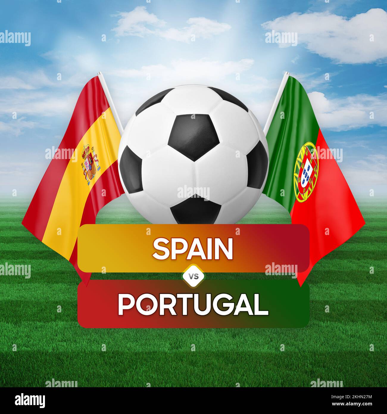Spain vs Portugal national teams soccer football match competition