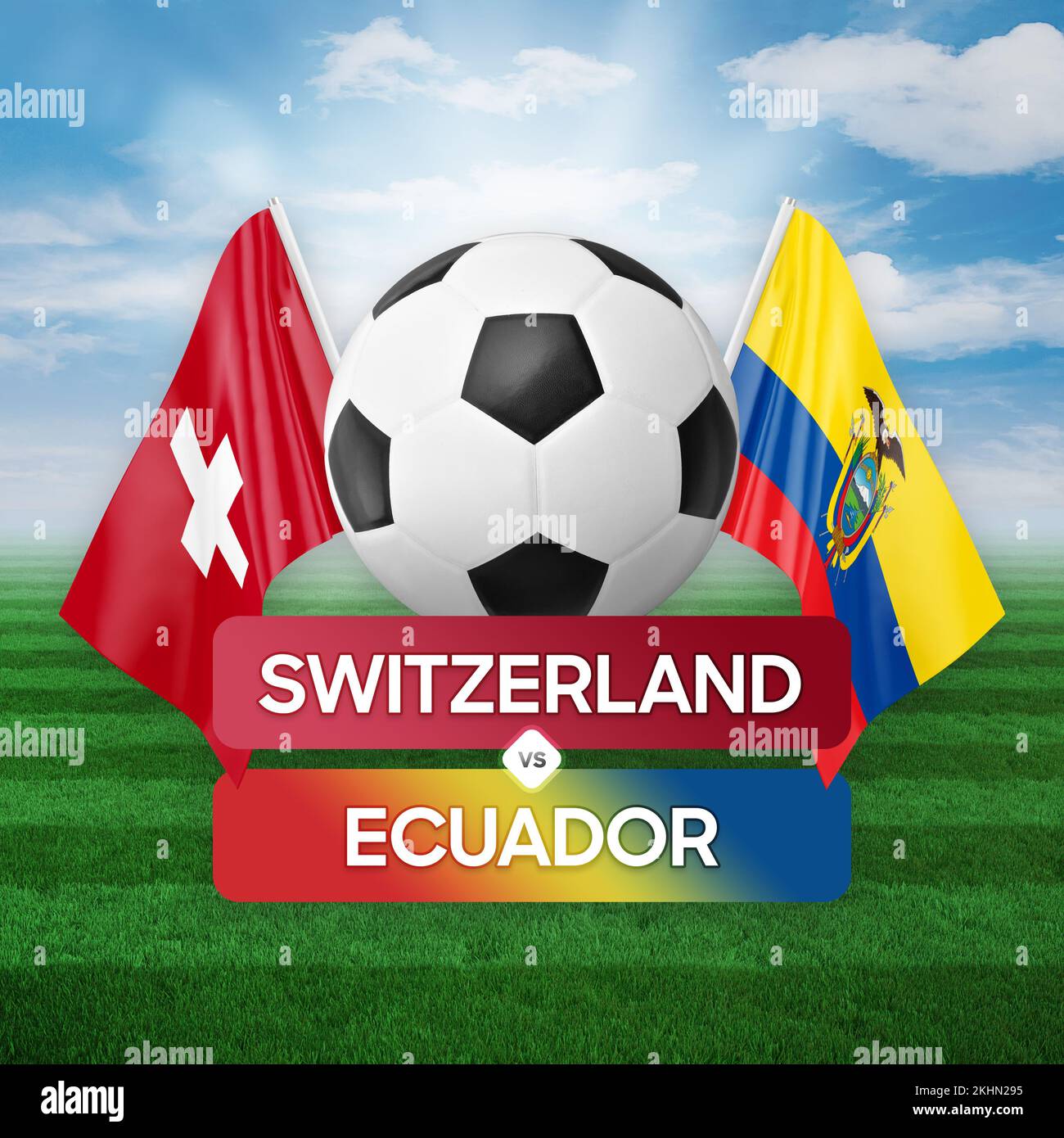 Switzerland vs Ecuador national teams soccer football match competition concept. Stock Photo