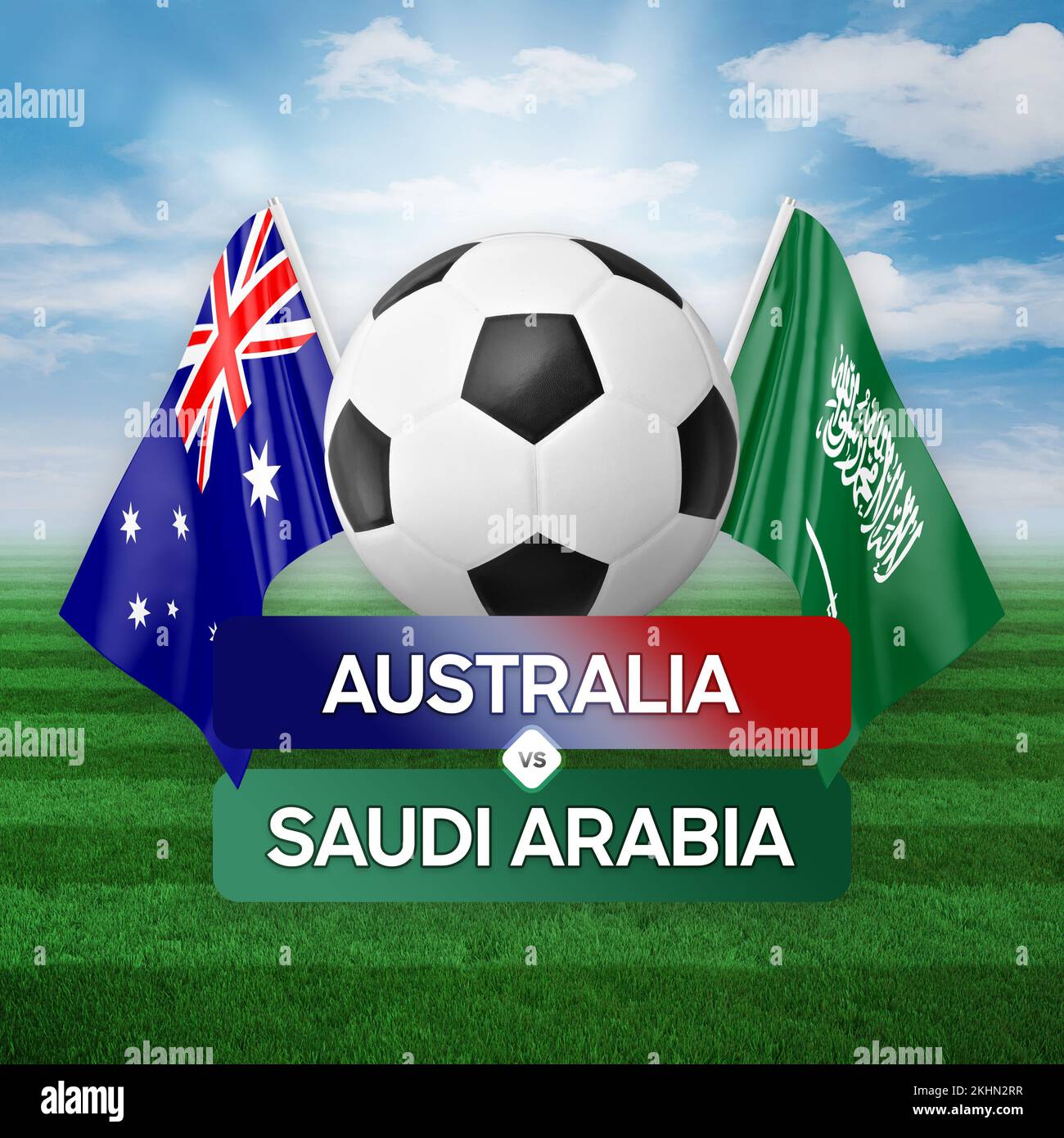 Australia vs Saudi Arabia national teams soccer football match competition concept Stock Photo