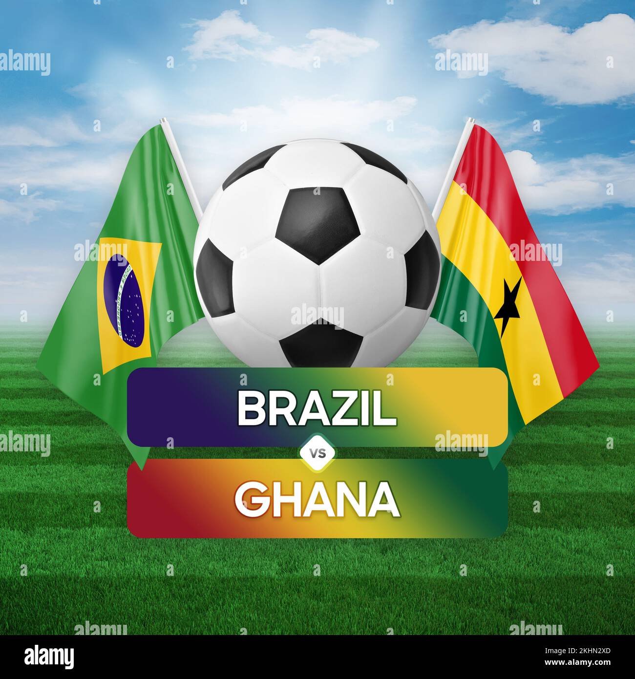 Brazil vs Ghana national teams soccer football match competition concept. Stock Photo