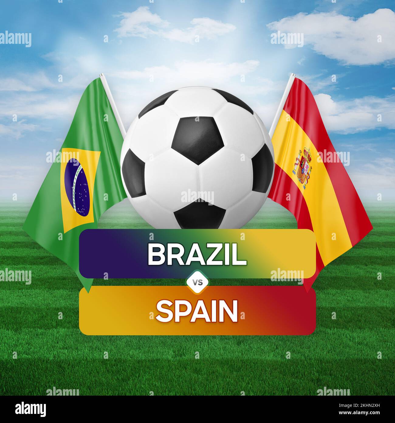 Brazil vs Spain national teams soccer football match competition