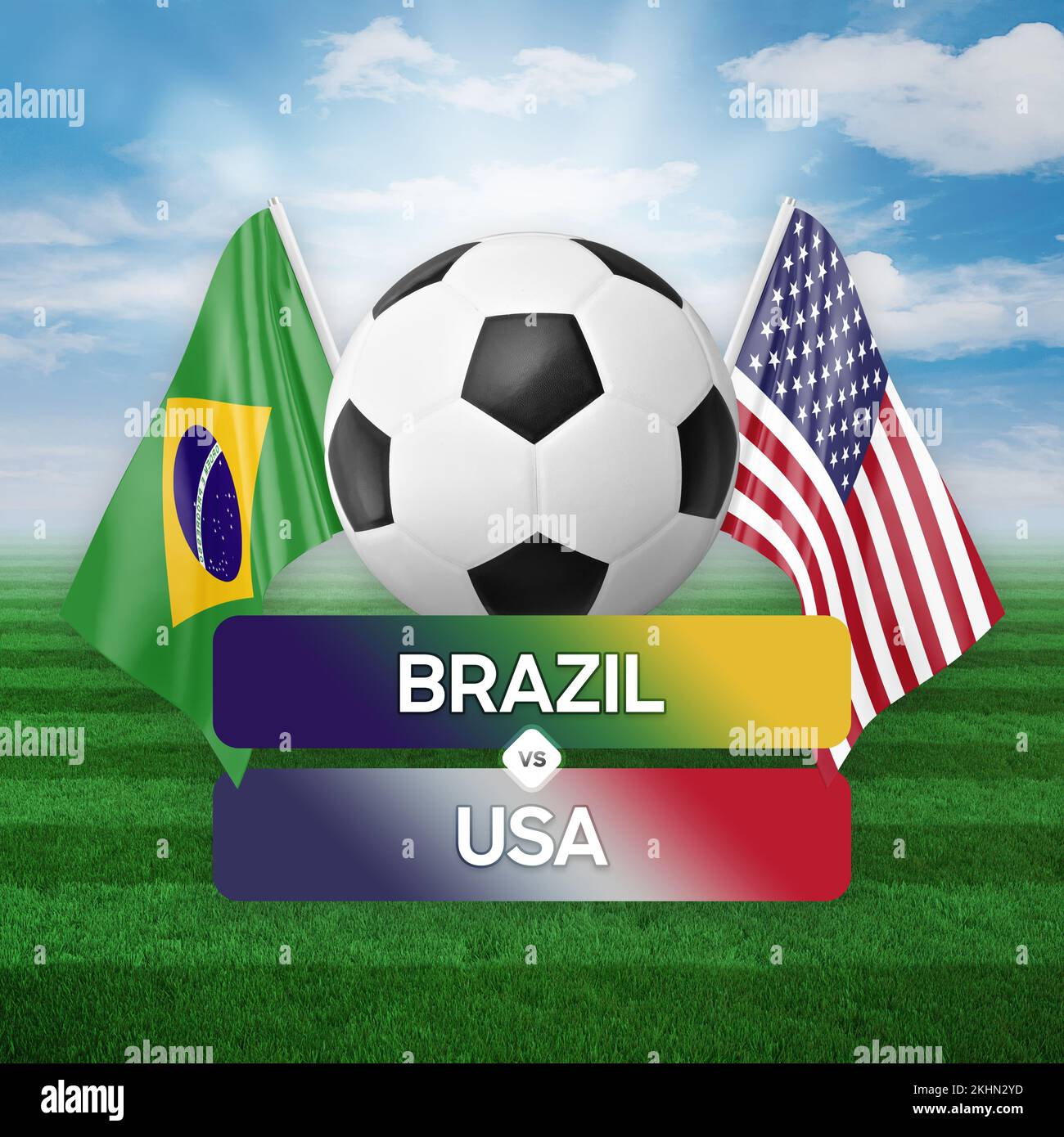 Brazil vs USA national teams soccer football match competition concept