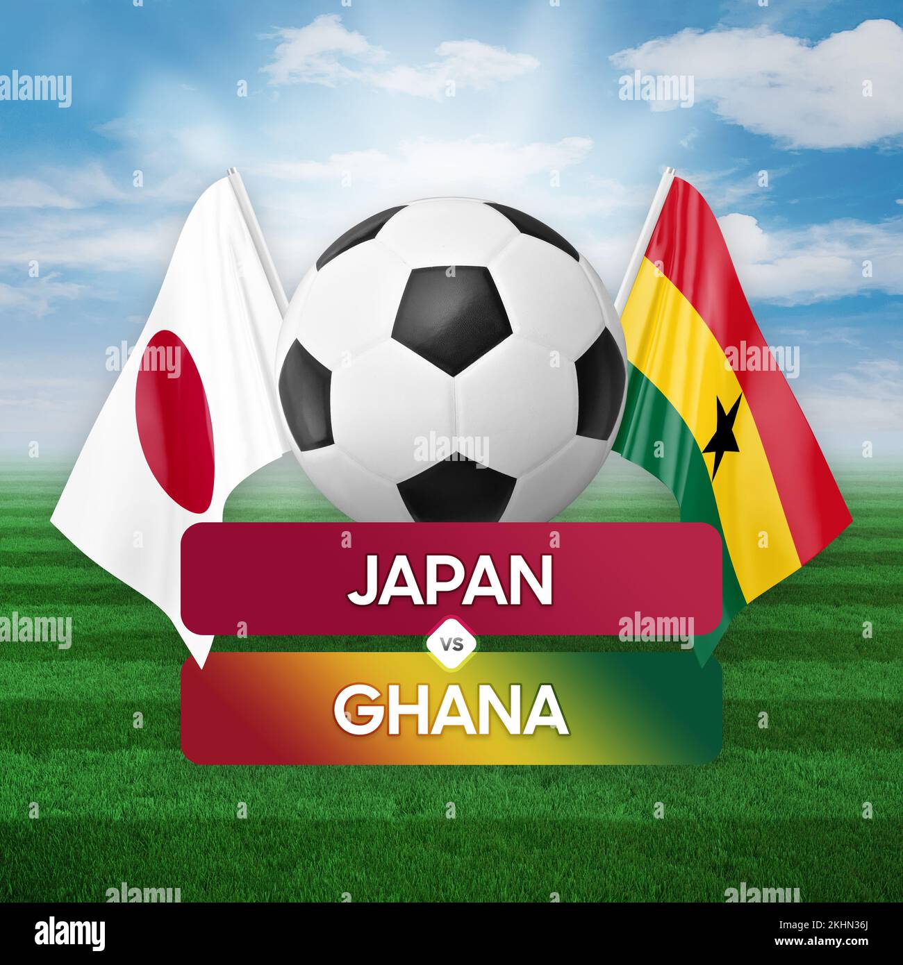 Japan vs Ghana national teams soccer football match competition concept