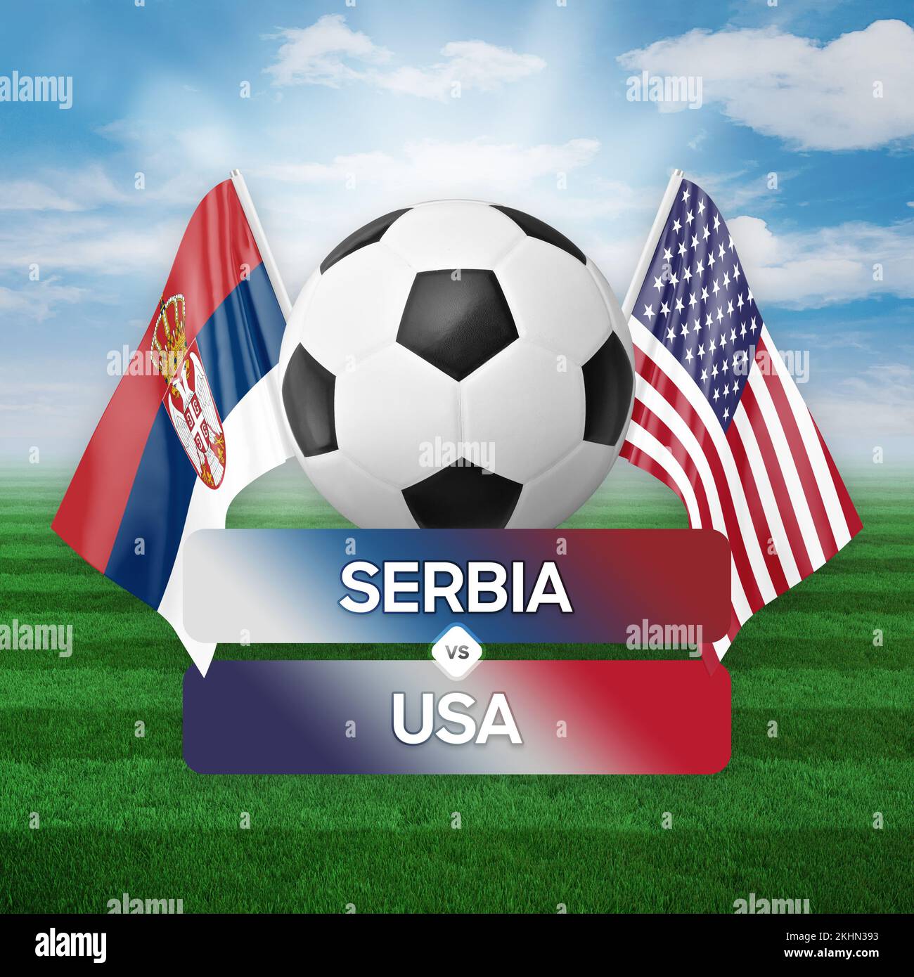 Serbia vs USA national teams soccer football match competition concept