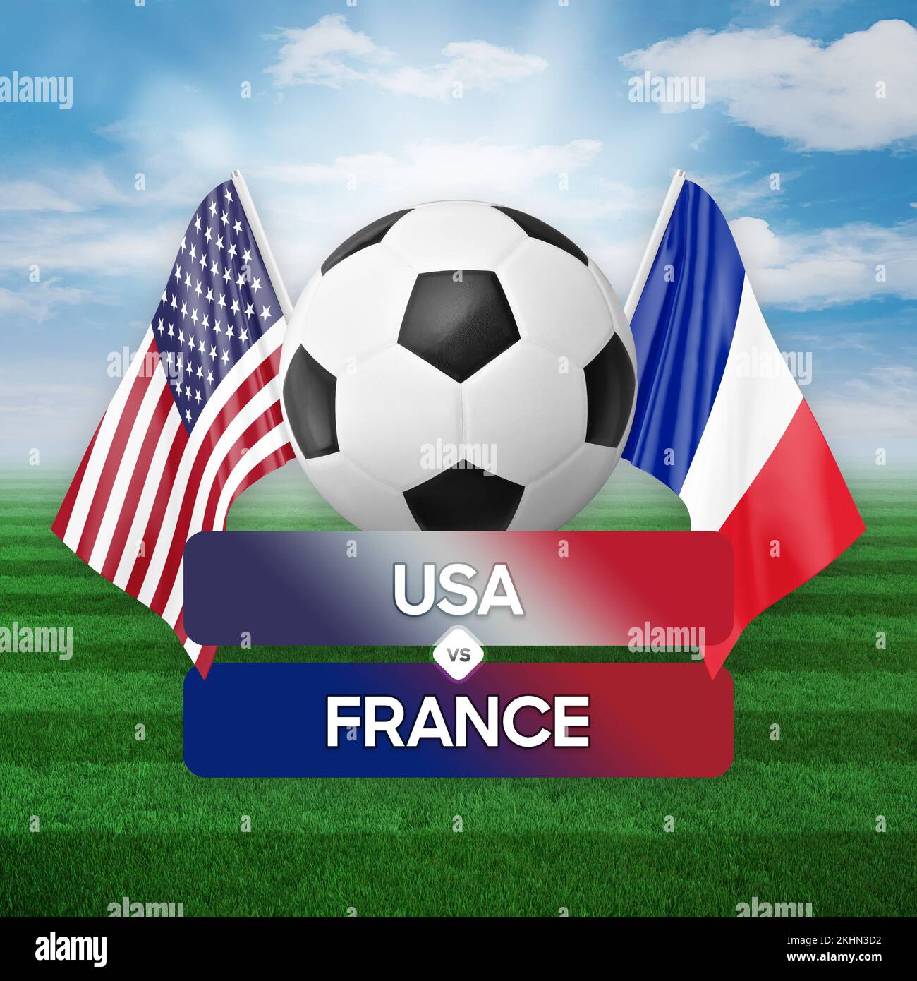 USA vs France national teams soccer football match competition concept
