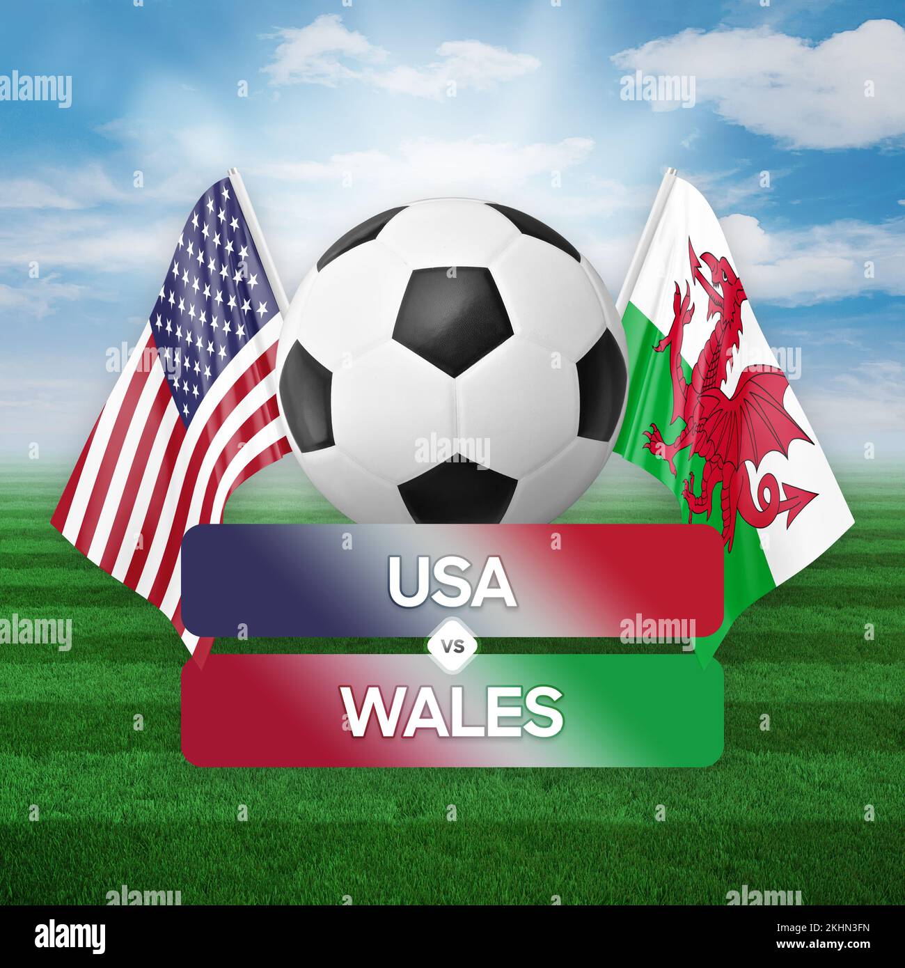 USA vs wales national teams soccer football match competition concept
