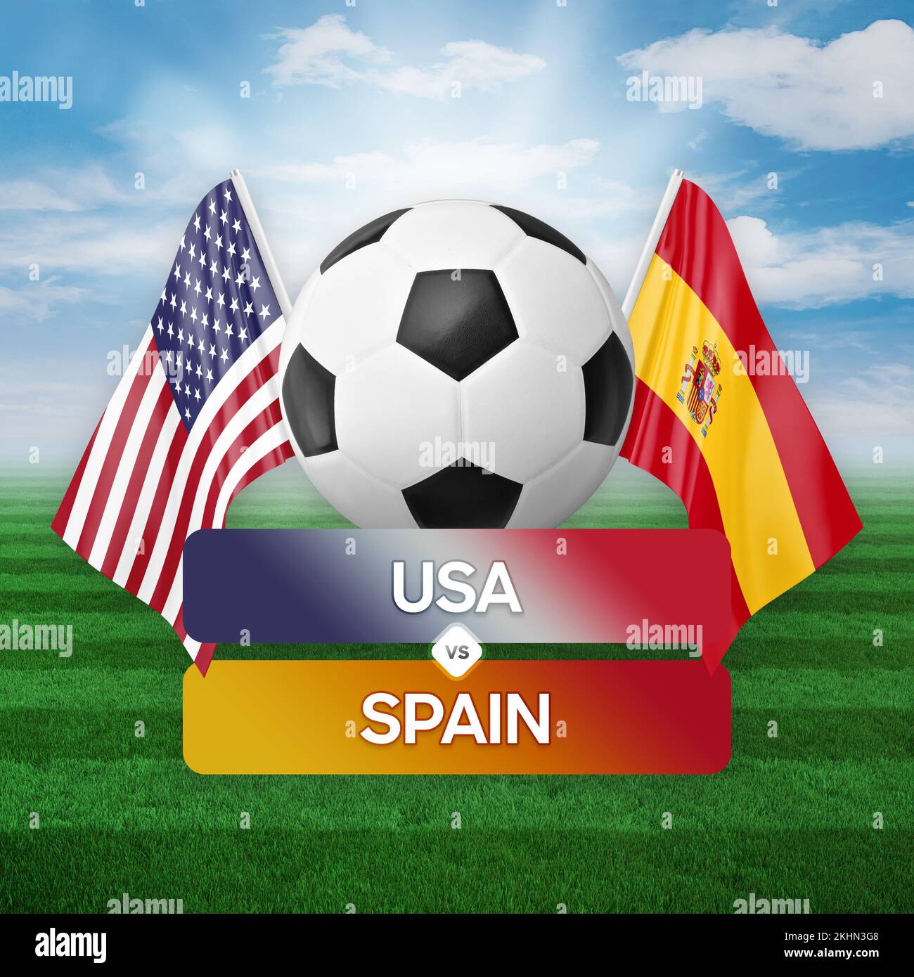 USA vs Spain national teams soccer football match competition concept