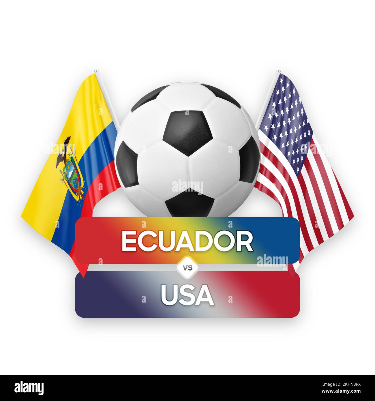 Ecuador vs USA national teams soccer football match competition concept. Stock Photo