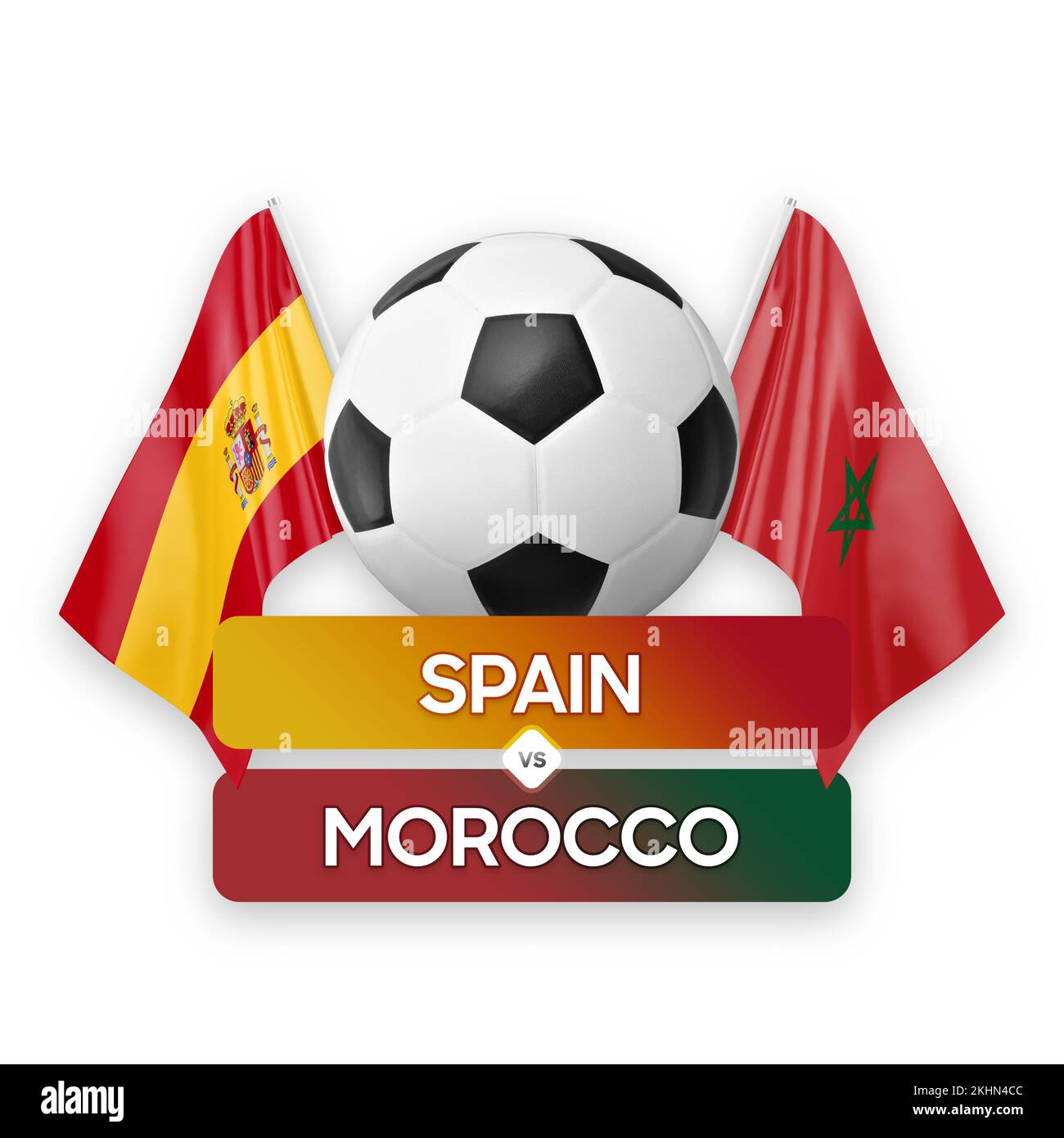 Spain vs Morocco national teams soccer football match competition concept. Stock Photo