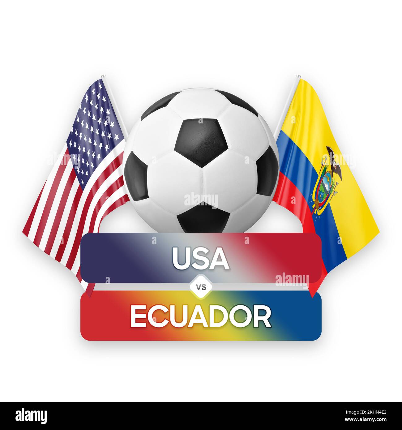 USA vs Ecuador national teams soccer football match competition concept. Stock Photo