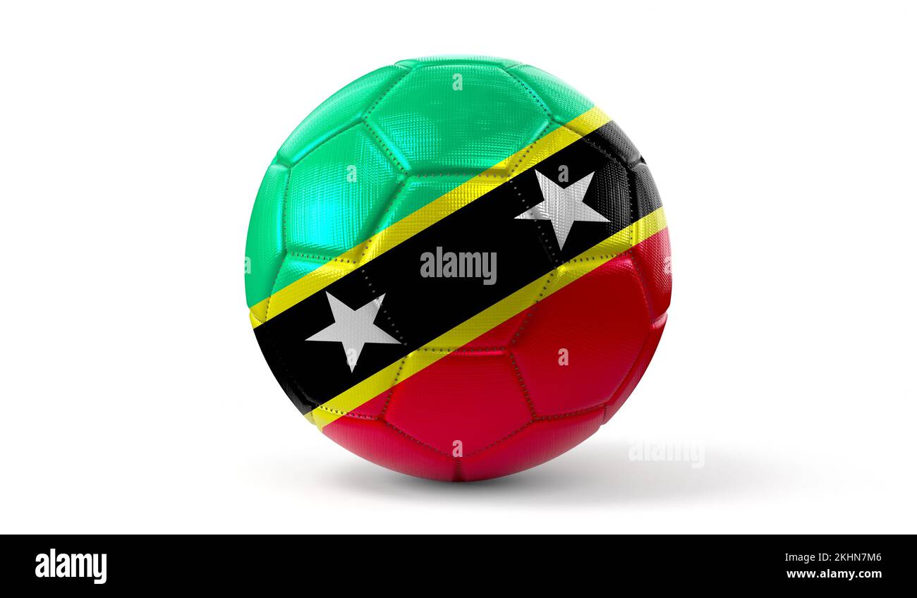 Saint Kitts and Nevis - national flag on soccer ball - 3D illustration