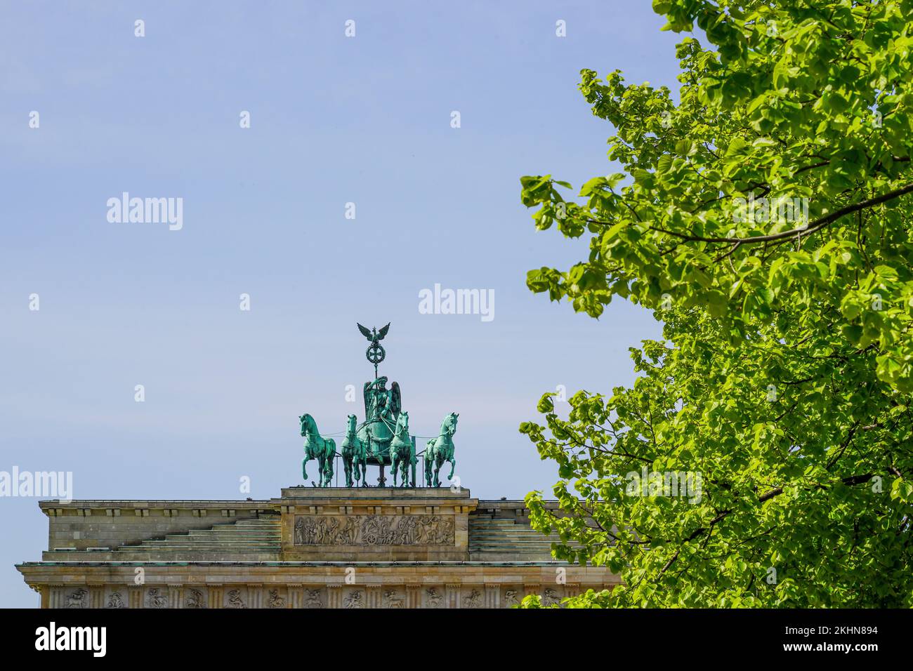Beautiful shot from the roof of the Brandenburg Gate from Unter den Linden Stock Photo