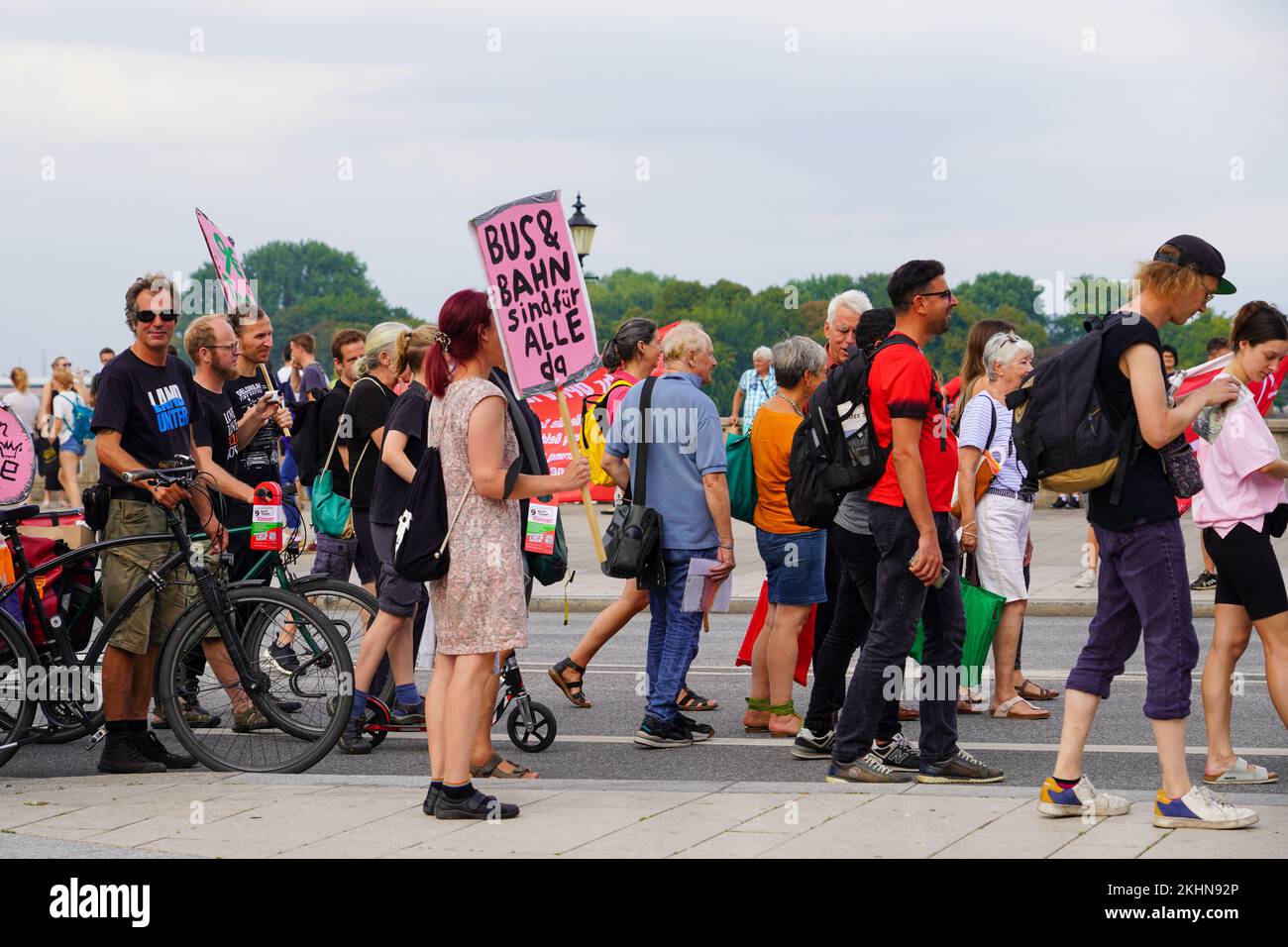 People demonstrate in Hamburg for the preservation of the 9 Euro Ticket
