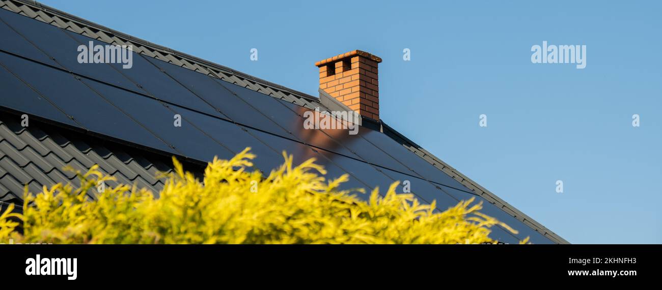 New ecologic house with solar panels Alternative to conventional energy ...