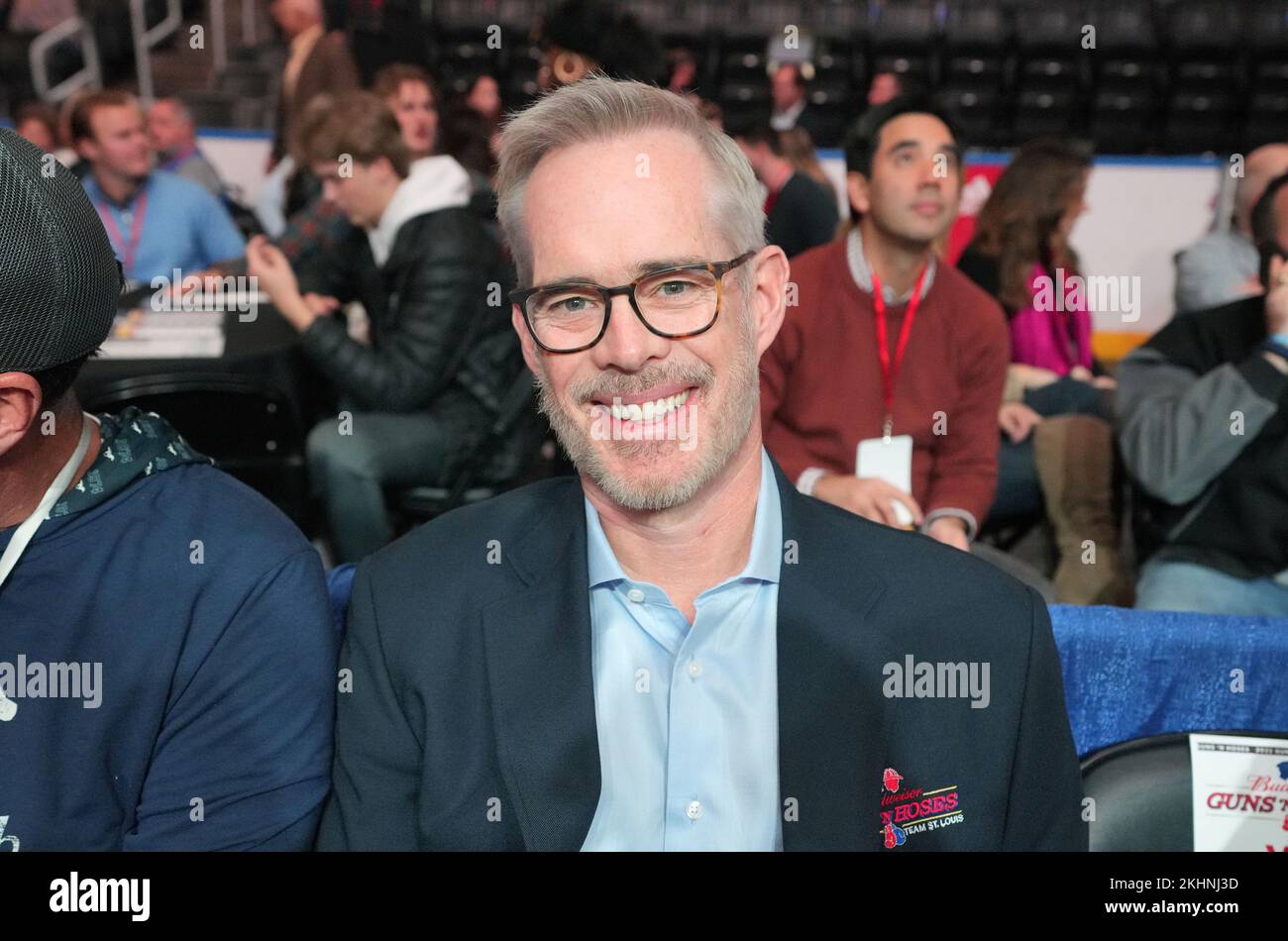 St. Louis, United States. 23rd Nov, 2022. ESPN broadcaster Joe Buck takes in the Annual Guns N' Hoses Boxing Showdown at the Enterprise Center in St. Louis on Wednesday, November 23, 2022. Guns N' Hoses, in its 35th year, pits firefighters vs policemen in boxing matches, to benefit The Backstoppers, an organization that provides financial support to families that have lost first responder family members in the line of duty. Photo by Bill Greenblatt/UPI Credit: UPI/Alamy Live News Stock Photo