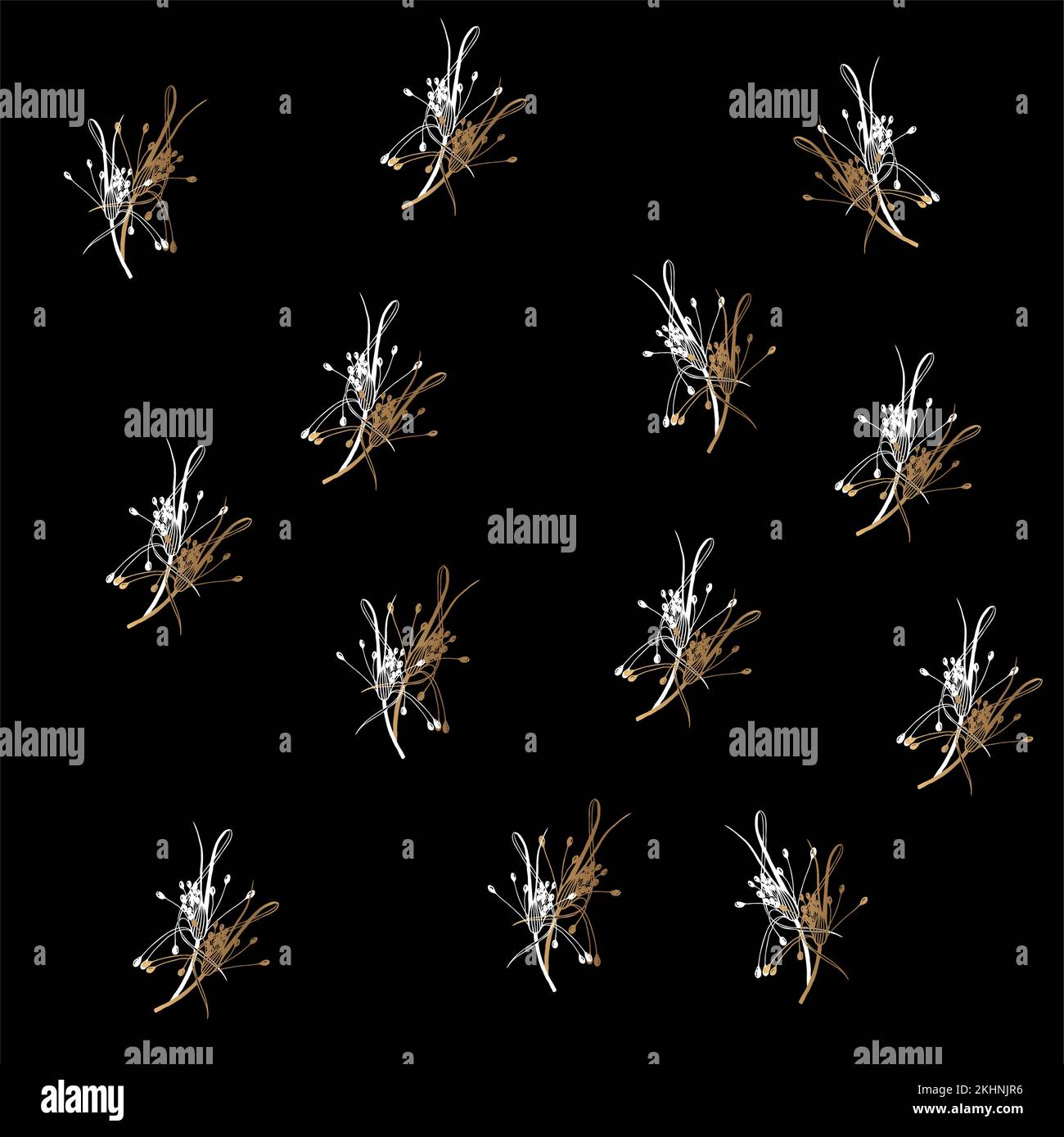 Modern floral vector seamless pattern on black isolated background ...
