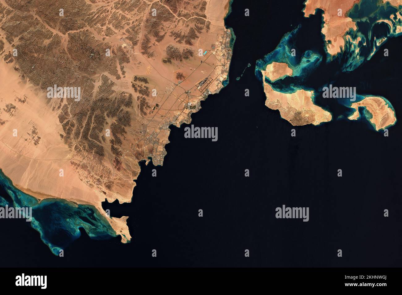 High resolution satellite image of Sharm El Sheikh in Egypt - contains modified Copernicus Sentinel Data (2022) Stock Photo