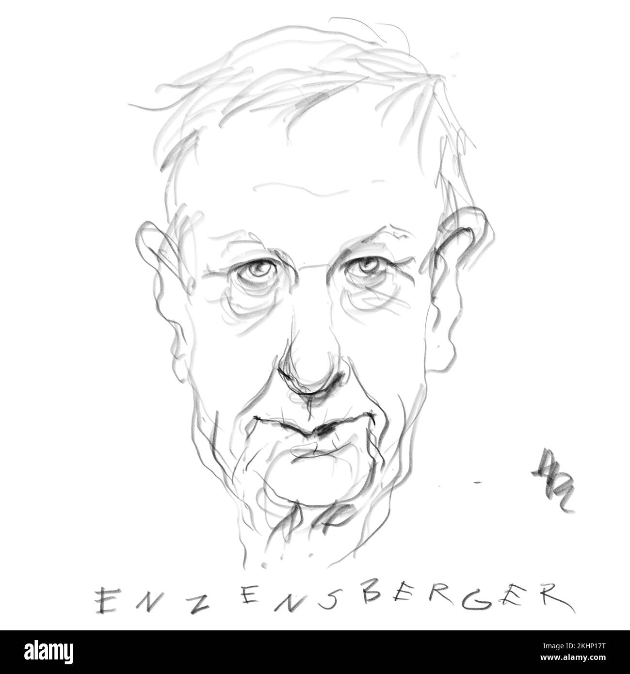 Portrait of the Poet Enzensberger Stock Photo