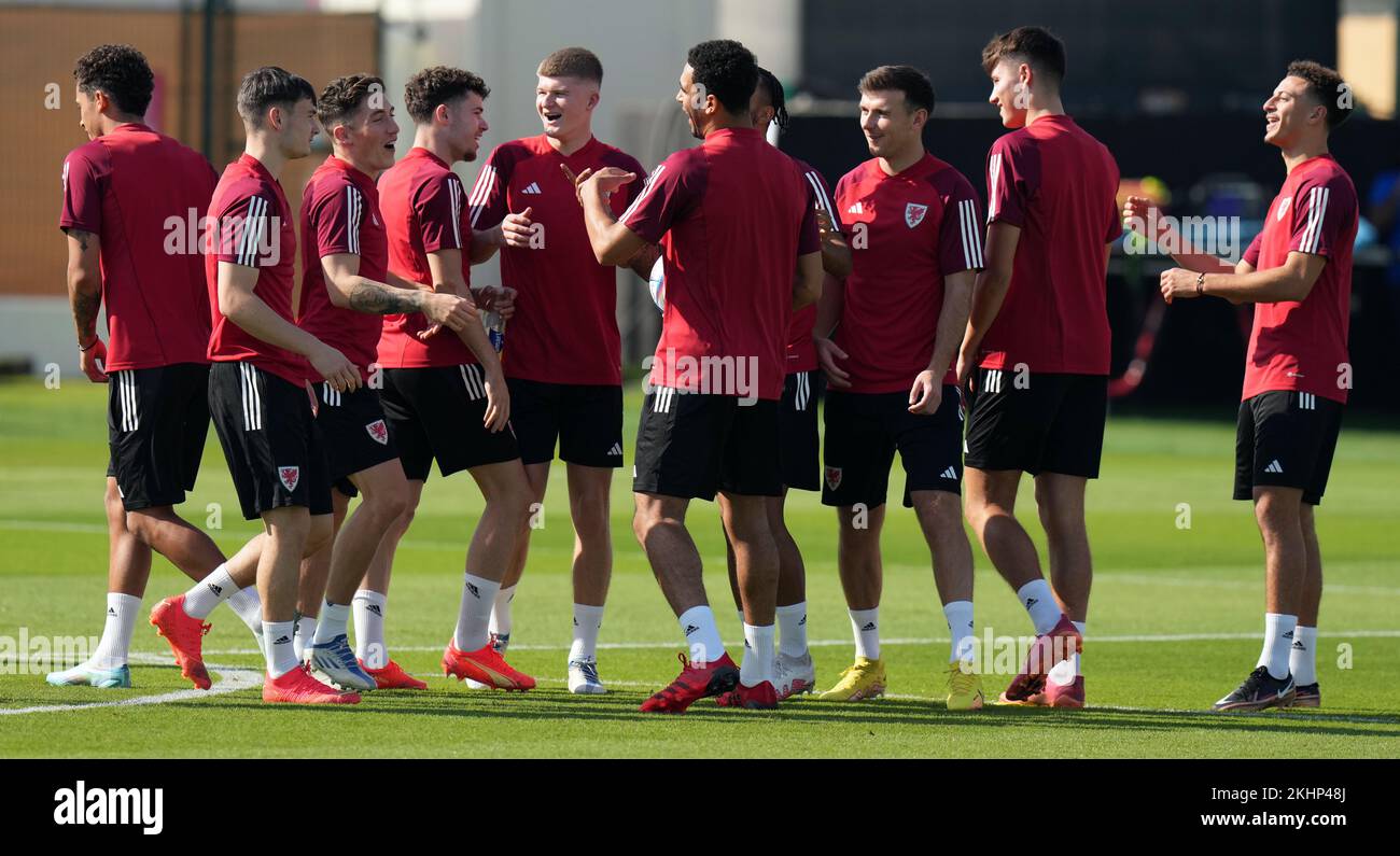 Wales players during a training session at the Al Sadd Sports Club in Doha,  Qatar. Picture date: Thursday November 24, 2022 Stock Photo - Alamy