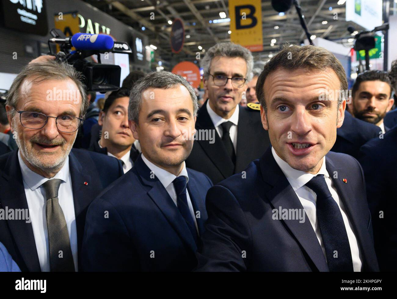 French Junior Minister for Overseas Jean-Francois Carenco, French Interior  and overseas Minister Gerald Darmanin, Marc Guillaume and French President  Emmanuel Macron. French President Emmanuel Macron during the 104th session  of the Congress