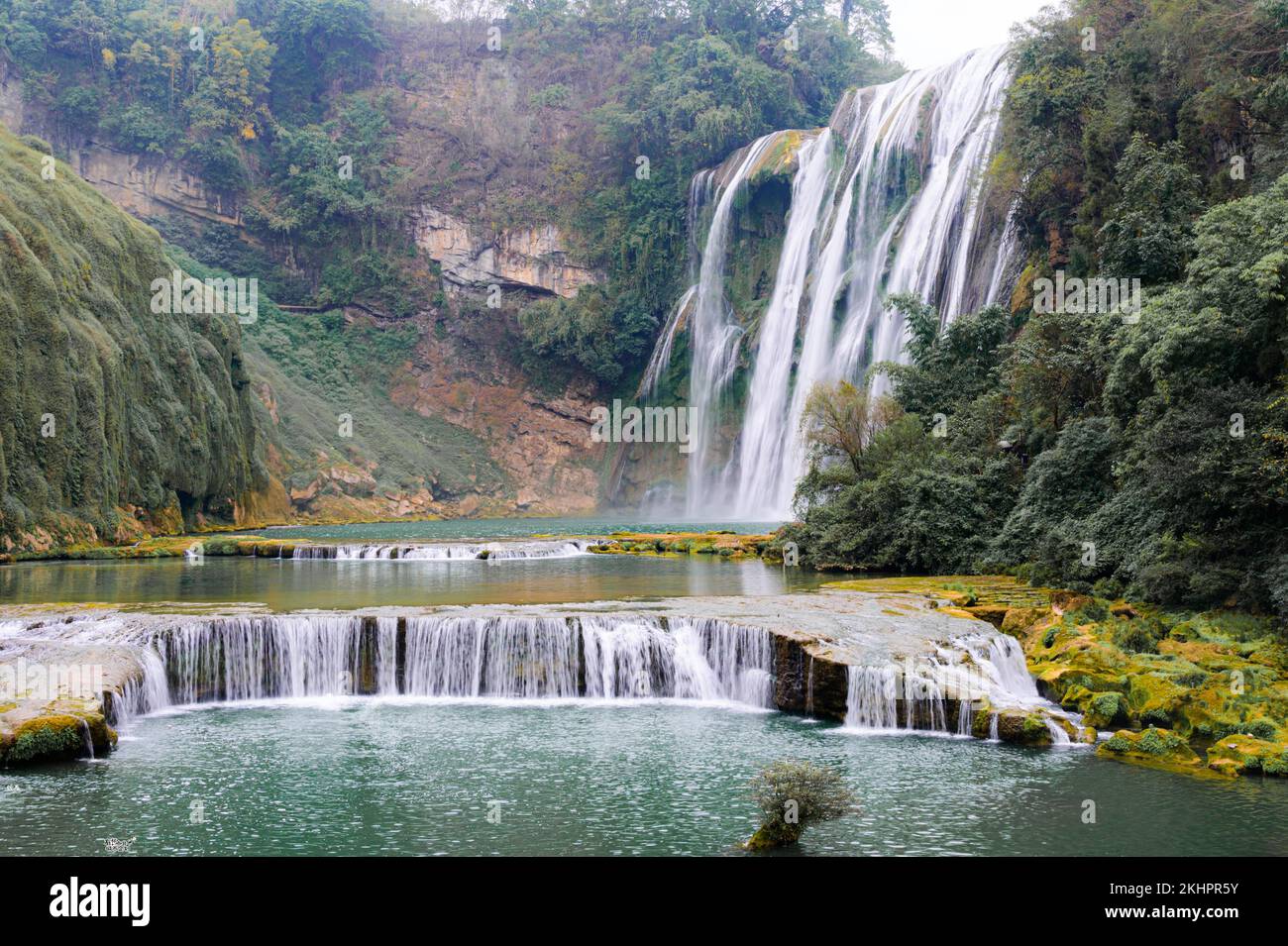 The early winter views of the Huangguoshu Waterfall in Anshun City