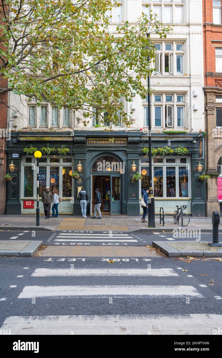Exterior facade of the Garrick Arms public house on Charing Cross Road