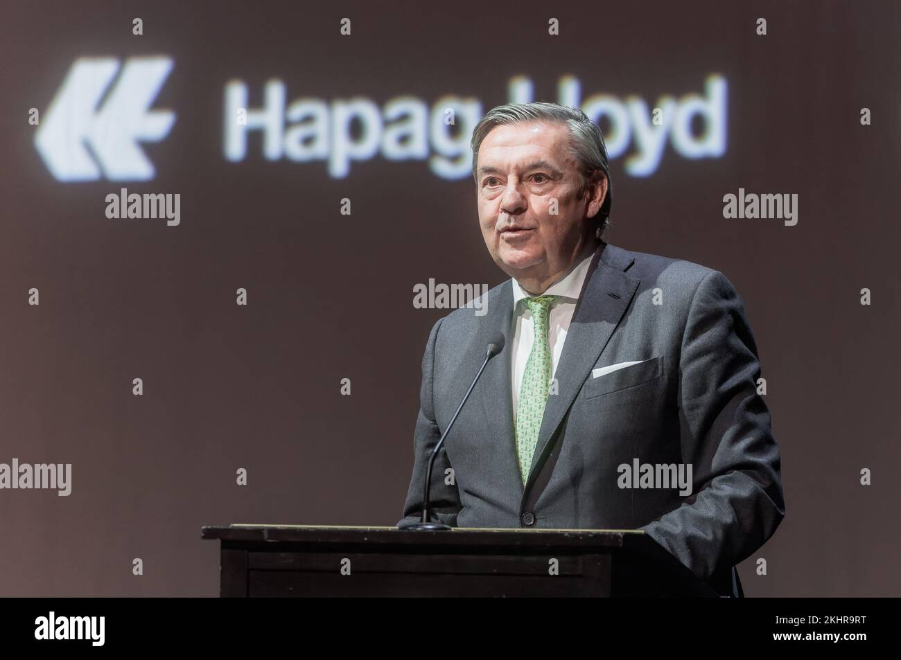 Hamburg, Germany. 22nd Nov, 2022. Michael Behrendt, Chairman of the Supervisory Board of Hapag-Lloyd AG, addresses a panel discussion. Credit: Markus Scholz/dpa/Alamy Live News Stock Photo