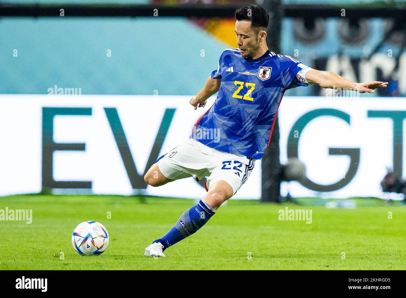 Ar Rayyan, Qatar. 23rd Nov, 2022. Soccer: World Cup, Germany - Japan, Preliminary Round, Group E, Matchday 1, Chalifa International Stadium, Japan's Maya Yoshida in action. Credit: Tom Weller/dpa/Alamy Live News Stock Photo