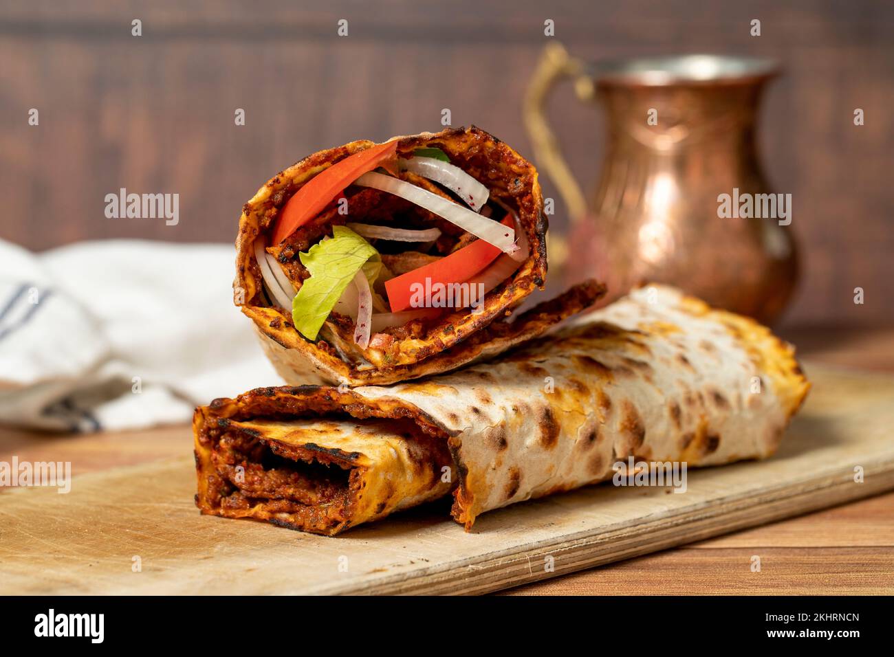 Spicy lahmacun. Turkish pizza / lahmacun. Traditional Turkish cuisine ...