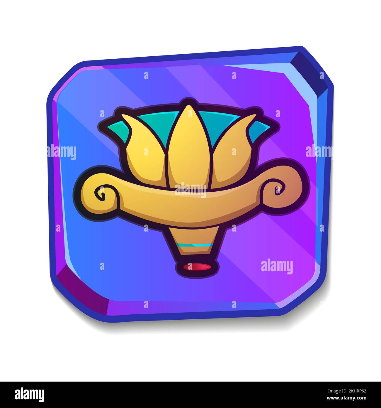 Cartoon stone board or blank clay tablet with lotus flower culture