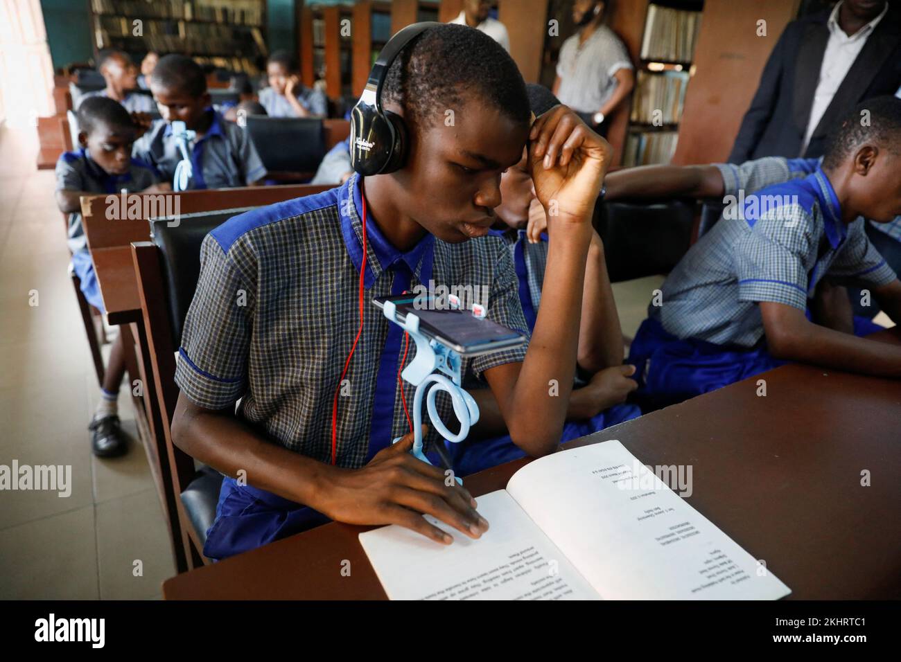 A visually impaired student uses the Visis app, which aims at helping