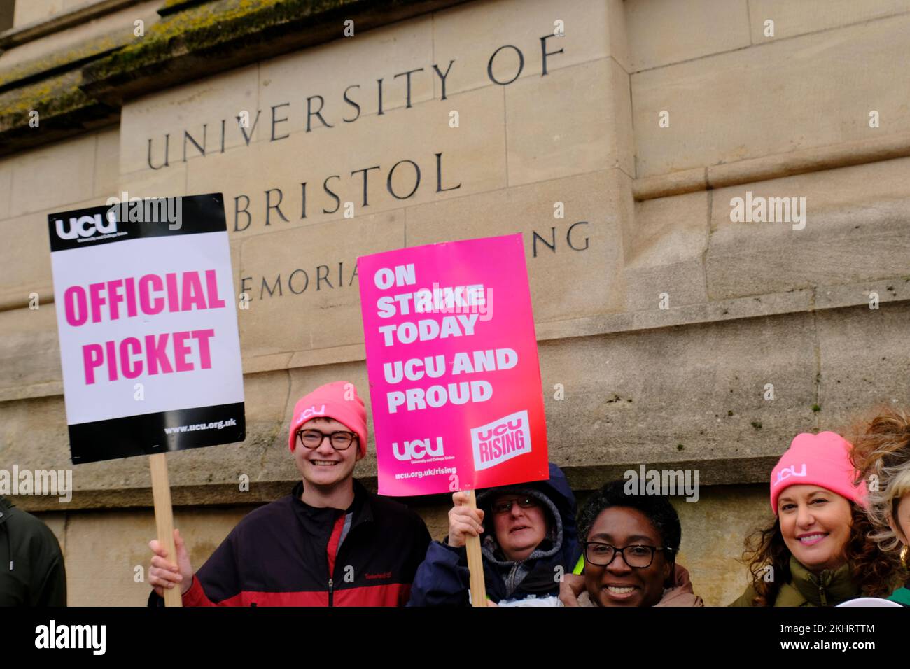 Bristol, UK. 24th Nov, 2022. Picket outside the Wills building. Bristol